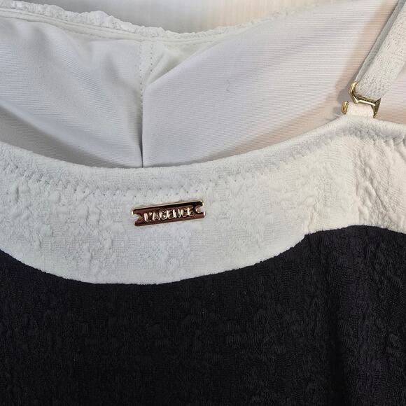 L'Agence Tory Bandeau One Piece Swimsuit Black White Gold Buttons S NEW - Picture 8 of 13